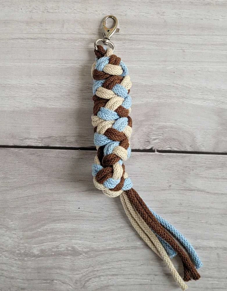 Pavadėlis hobi arkliukui, dvigubas, mėlynas/šviesiai smėlinis/rudas