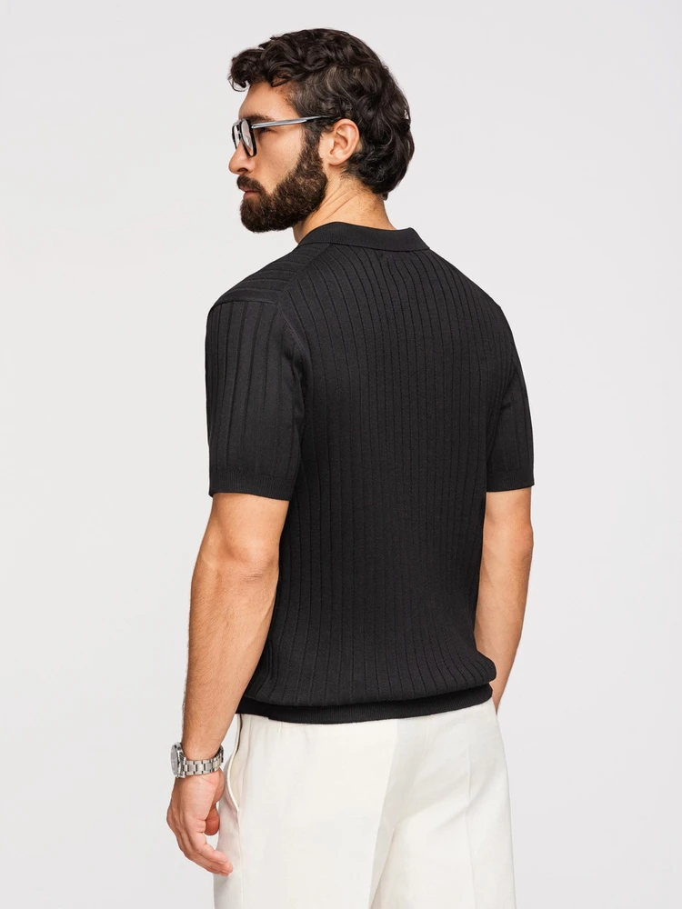PAVADINIMAS: Vyriški juodi slim fit polo marškinėliai