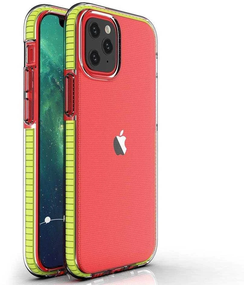 Hurtel Spring dėklas su spalvotu rėmeliu skirtas iPhone 13 mini, geltonas