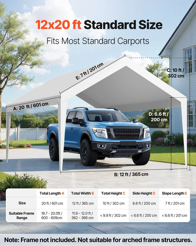VEVOR Automobilio stoginės pakaitinė danga 3,6 x 6 m