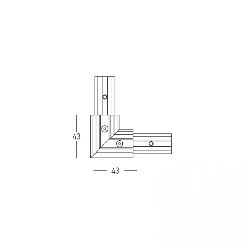 Paviršinio magnetinės sistemos ZAMBELIS bėgelio horizontalus kampinis sujungimas, tamsaus sidabro sp., 48V, 2082NCK-C2