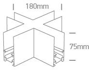 Paviršinio magnetinių sistemų bėgelio MAXI X formos sujungimas, baltas, 42012E/W