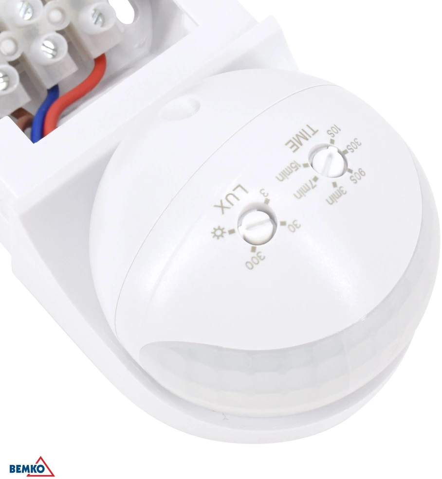 Bemko Paviršinis judesio daviklis, baltas, IP44, max 800W, 180°, max 12m