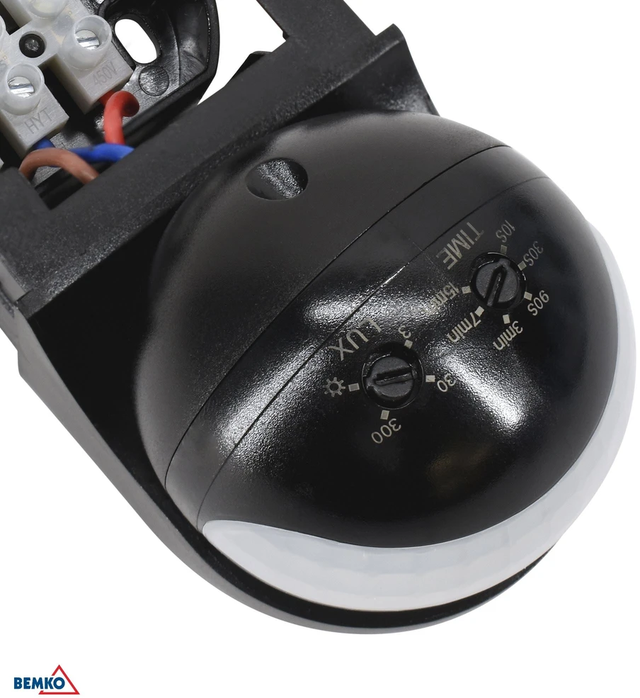 Bemko Paviršinis judesio daviklis, juodas, IP44, max 800W, 180°, max 12m