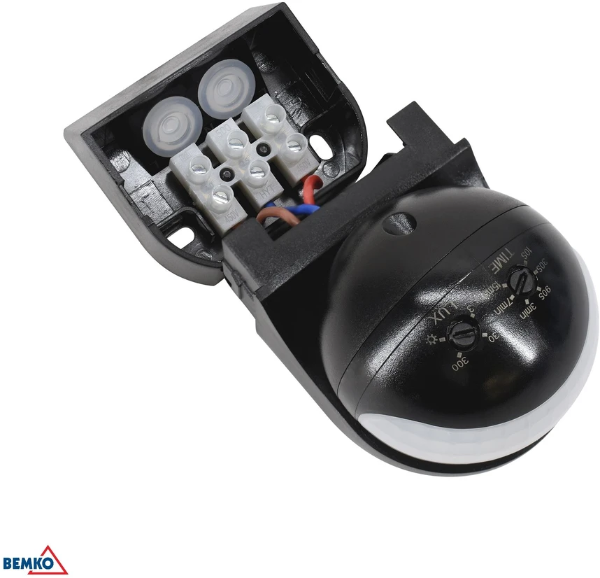 Bemko Paviršinis judesio daviklis, juodas, IP44, max 800W, 180°, max 12m