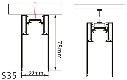 Paviršinis magnetinės sistemos bėgelis OPTONICA, juodas, 1.5m