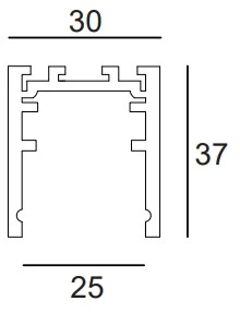 Paviršinis magnetinės sistemos IN_LINE SHORT S bėgelis, 48V, juodas, 3m