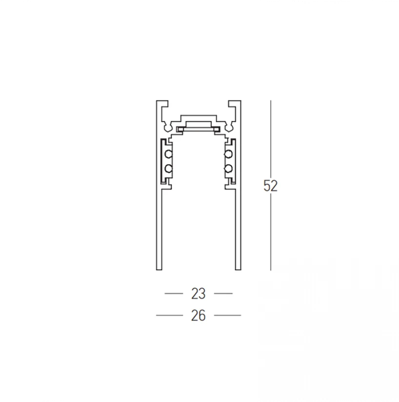 Paviršinis magnetinės sistemos ZAMBELIS bėgelis, žalvario sp., 48V, 2m, 2082G-2
