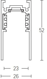 Paviršinis magnetinės sistemos ZAMBELIS bėgelis, juodas, 48V, 1m, 2082B-1