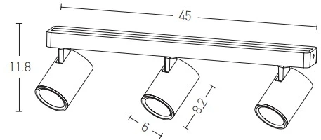 Lubinis šviestuvas Paviršinis pakreipiamas šviestuvas, 3xGU10, juodas, S106