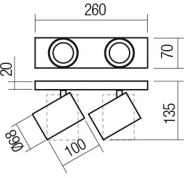 Lubinis šviestuvas Paviršinis reguliuojamas šviestuvas CORINTH, GU10, matinės aukso sp., 01-3441