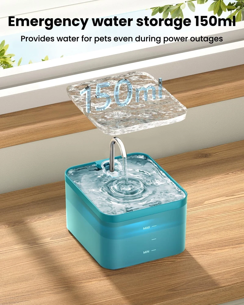 PawPoll kačių geriamojo vandens fontanas 2,2 l su LED apšvietimu ir aktyvintosios anglies filtru PW-D01