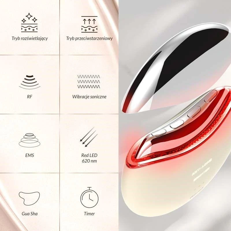NNB „Neno Beauty NENO AURI“ – PAŽANGUS PRIETAISAS, PALAIKYDANČIS RAUMENŲ STIMULIACIJĄ, NATŪRALIAM VEIDO STANGRINIMUI IR KONTŪRUOJIMUI, NAUDOJANT EMS IR RF TECHNOLOGIJĄ.
