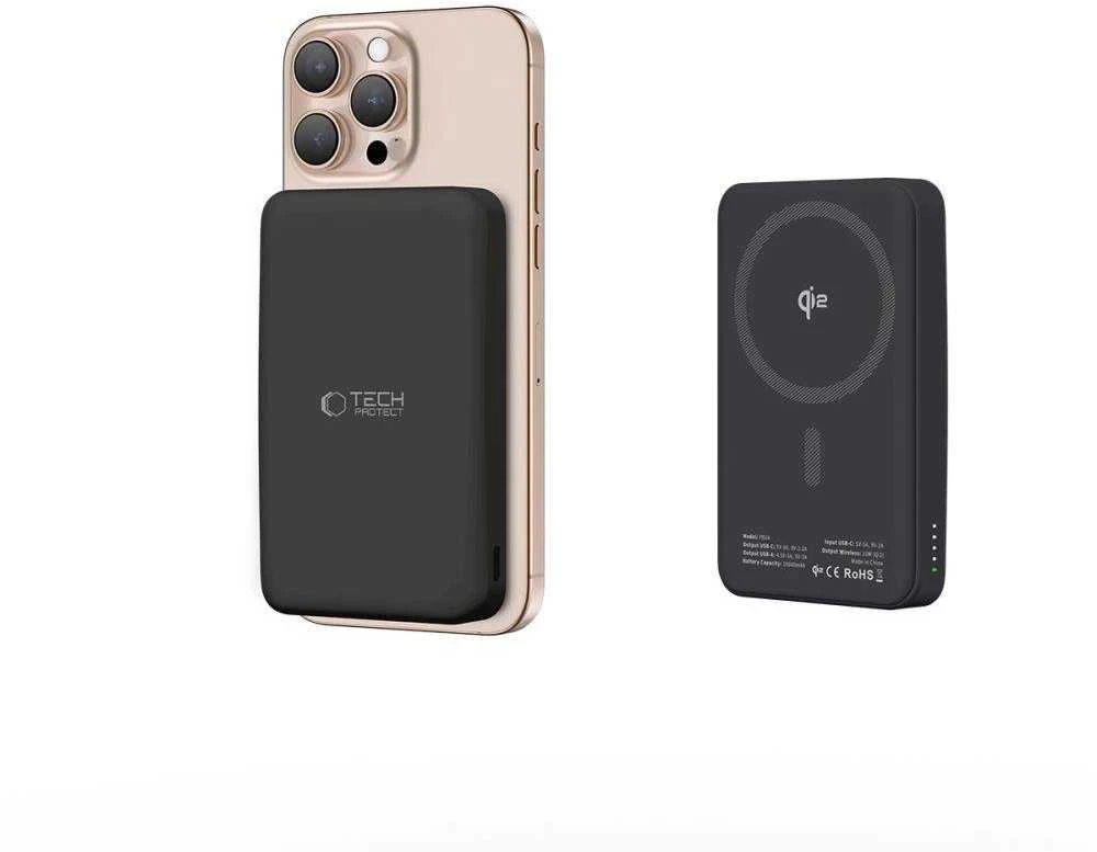 Powerbank Tech-Protect PB24 LifeMag QI2 MagSafe 10000 mAh – juodos spalvos
