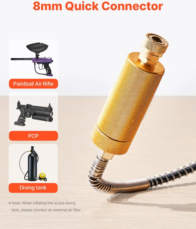 VEVOR PCP oro kompresorius 800W 30Mpa dviejų cilindrų