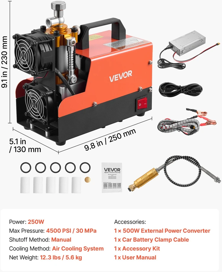 PCP oro kompresorius VEVOR JYQQGYCQJ250V1ASN001Y2, 4500 PSI
