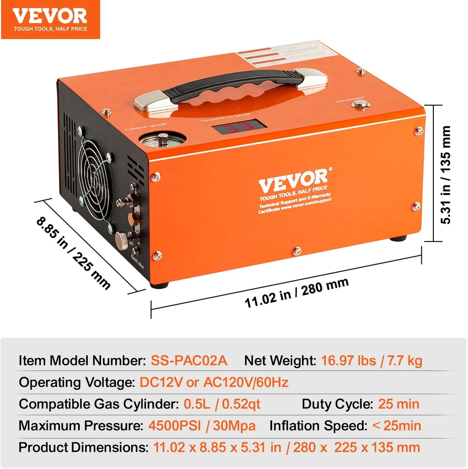 VEVOR PCP oro kompresorius su auto-stop funkcija