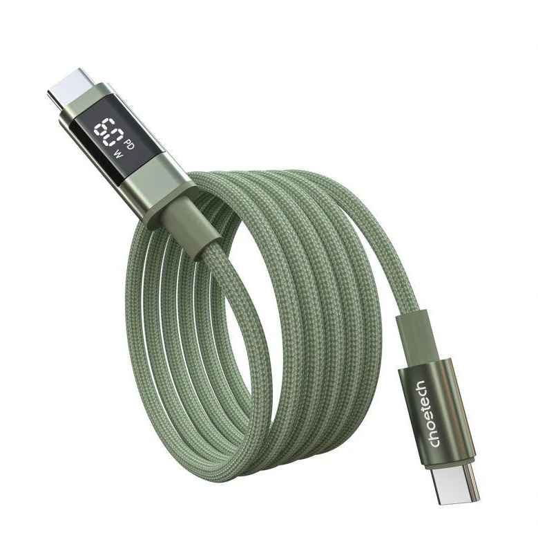 Choetech XCC-1068 PD 60W USB-C - USB-C Cable with Ekranas 1.2 m - Žalias