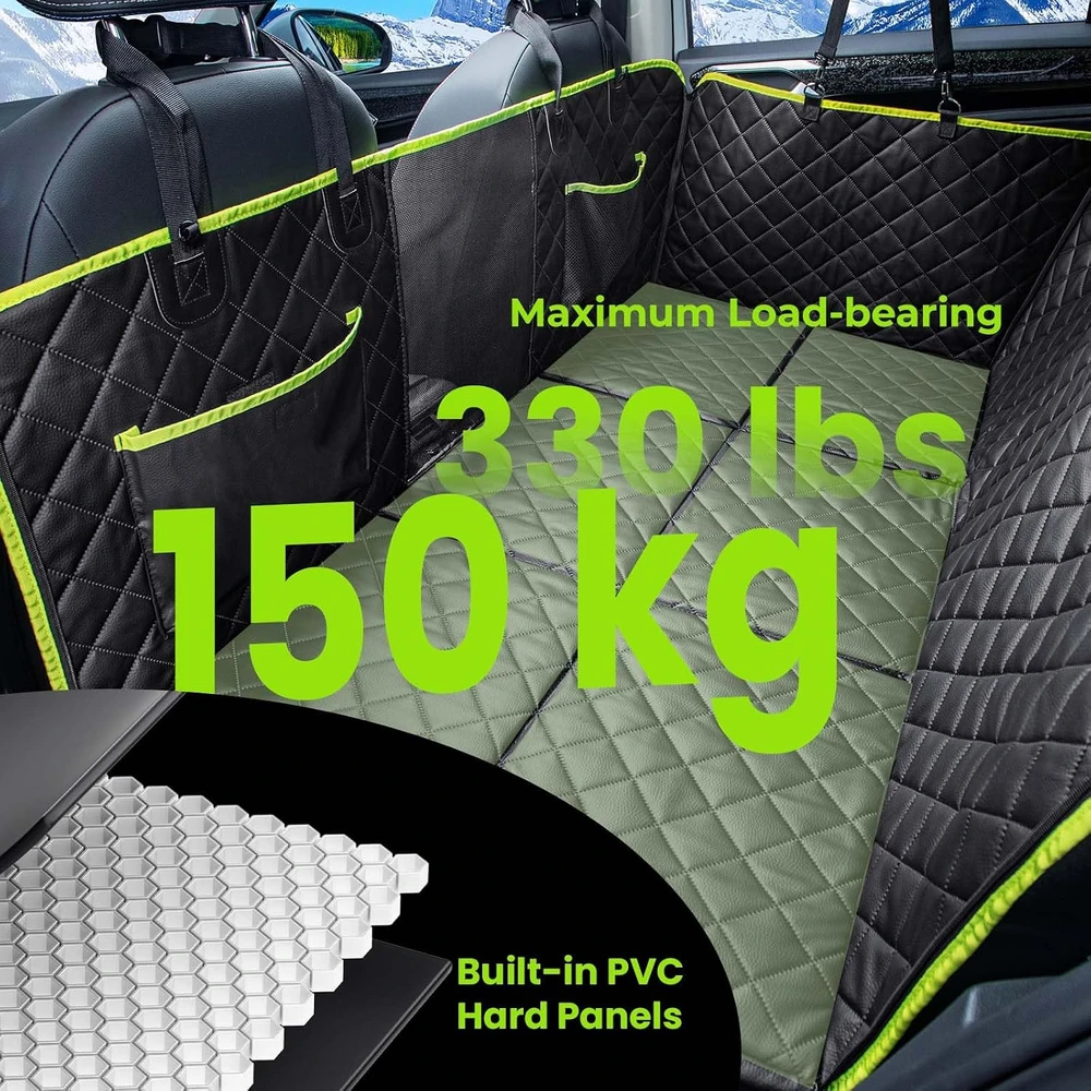 pecute automobilinis galinės sėdynės užvalkalas šunims su kietu pagrindu, 3 viename, WCDM01