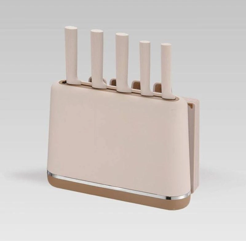Maestro MR-1412-BEIGE peilių rinkinys su pjaustymo lentele ir rusvai gelsvas