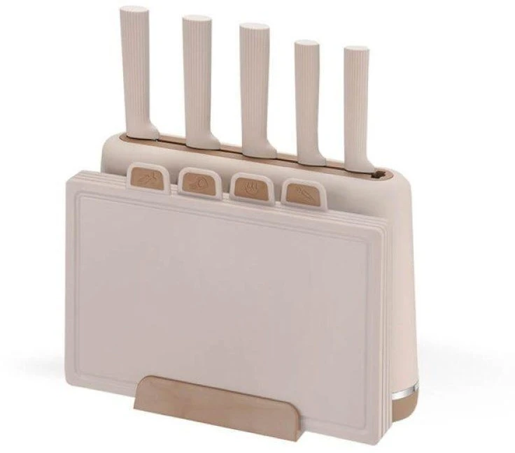 Maestro MR-1412-BEIGE peilių rinkinys su pjaustymo lentele ir rusvai gelsvas