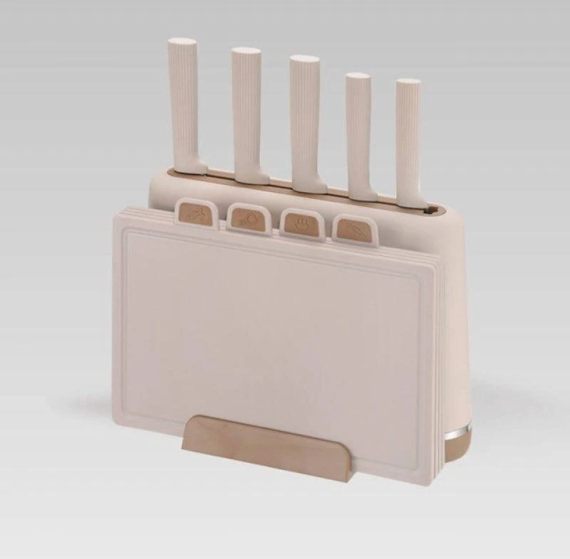 Maestro MR-1412-BEIGE peilių rinkinys su pjaustymo lentele ir rusvai gelsvas