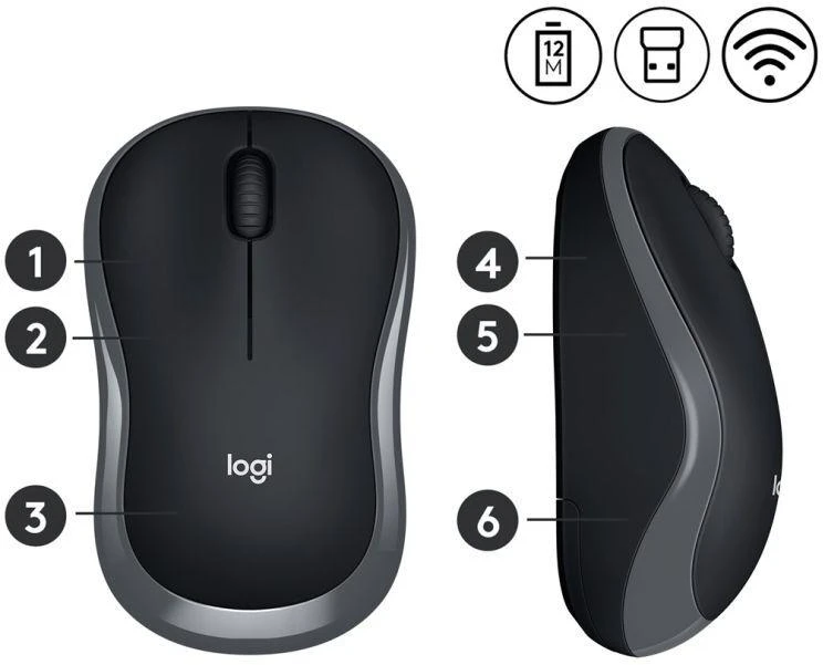 Bevielė pelė Logitech M185 pilka