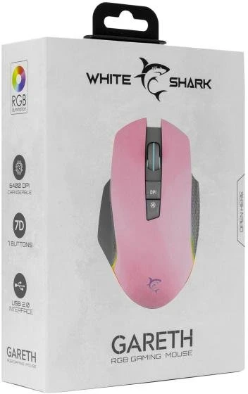 Pelė žaidimams Baltas Shark Gareth Rožinė
