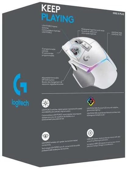Pelė Logitech G502 X PLUS, balta