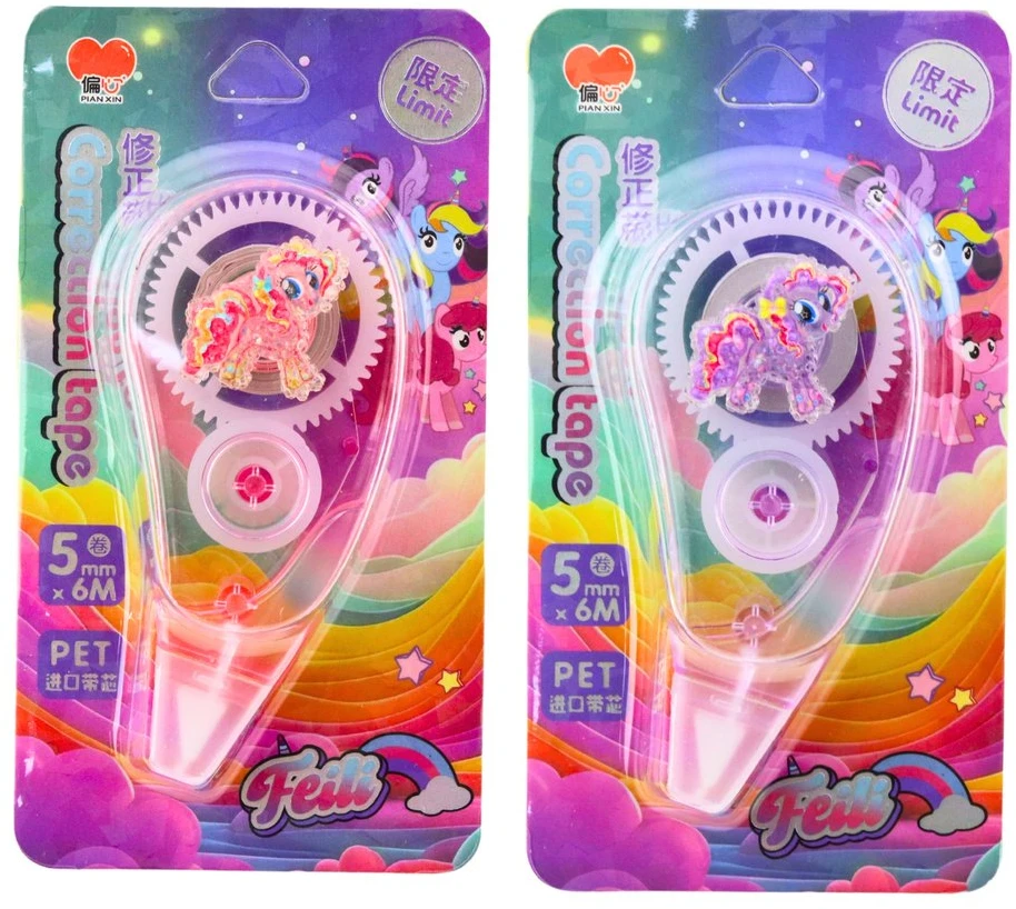 Lean Toys Korektorius juostelė su vienaragiu, 6m x 5mm, rožinė/violetinė