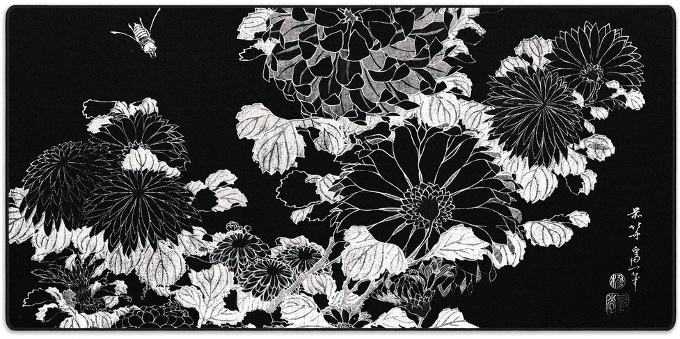 Pelės kilimėlis „LIT Pelės kilimėlis” Chrysanthemums and Bee, by Hokusai