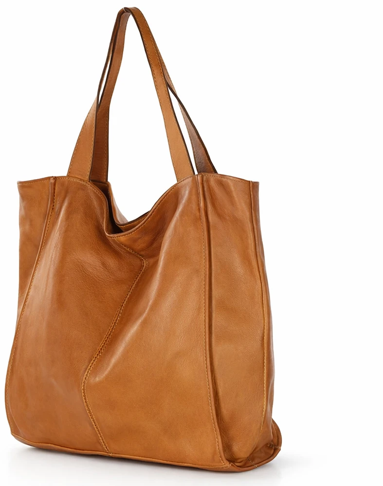 PELLE LAVATA Damska Skórzana Torebka ShopperBag A4 Old Look Minimalistyczna