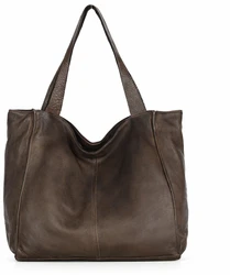 PELLE LAVATA Damska Skórzana Torebka ShopperBag A4 Old Look Minimalistyczna
