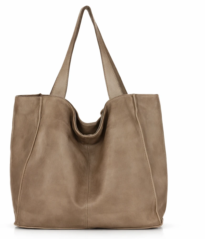PELLE LAVATA Damska Skórzana Torebka ShopperBag A4 Old Look Minimalistyczna