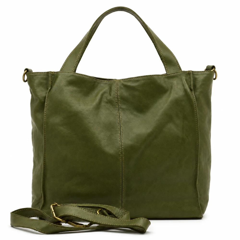 PELLE LAVATA Damska Skórzana Torebka ShopperBag A4 Old Look Minimalistyczna