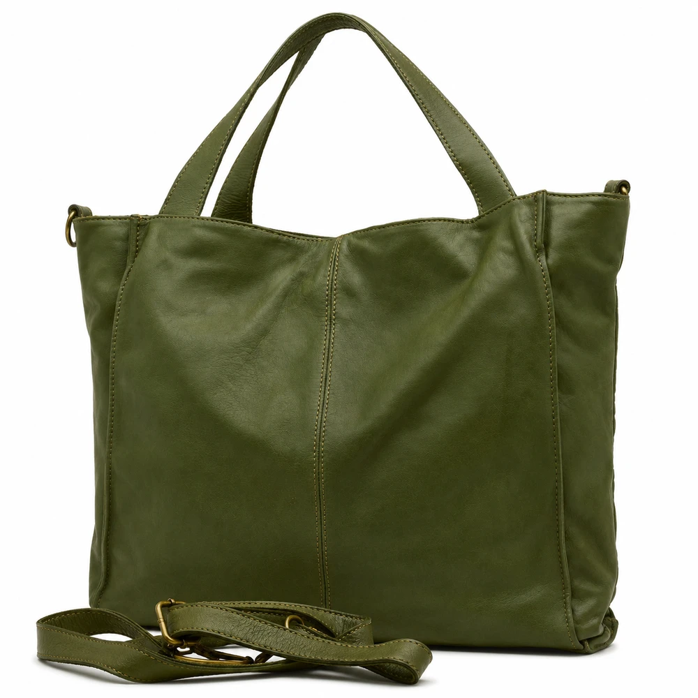 PELLE LAVATA Damska Skórzana Torebka ShopperBag A4 Old Look Minimalistyczna