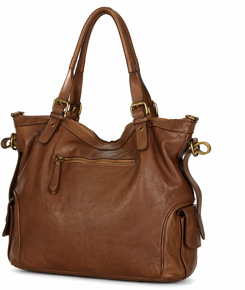 PELLE LAVATA Damska Skórzana Torebka ShopperBag A4 Duża Vintage Klasyczna
