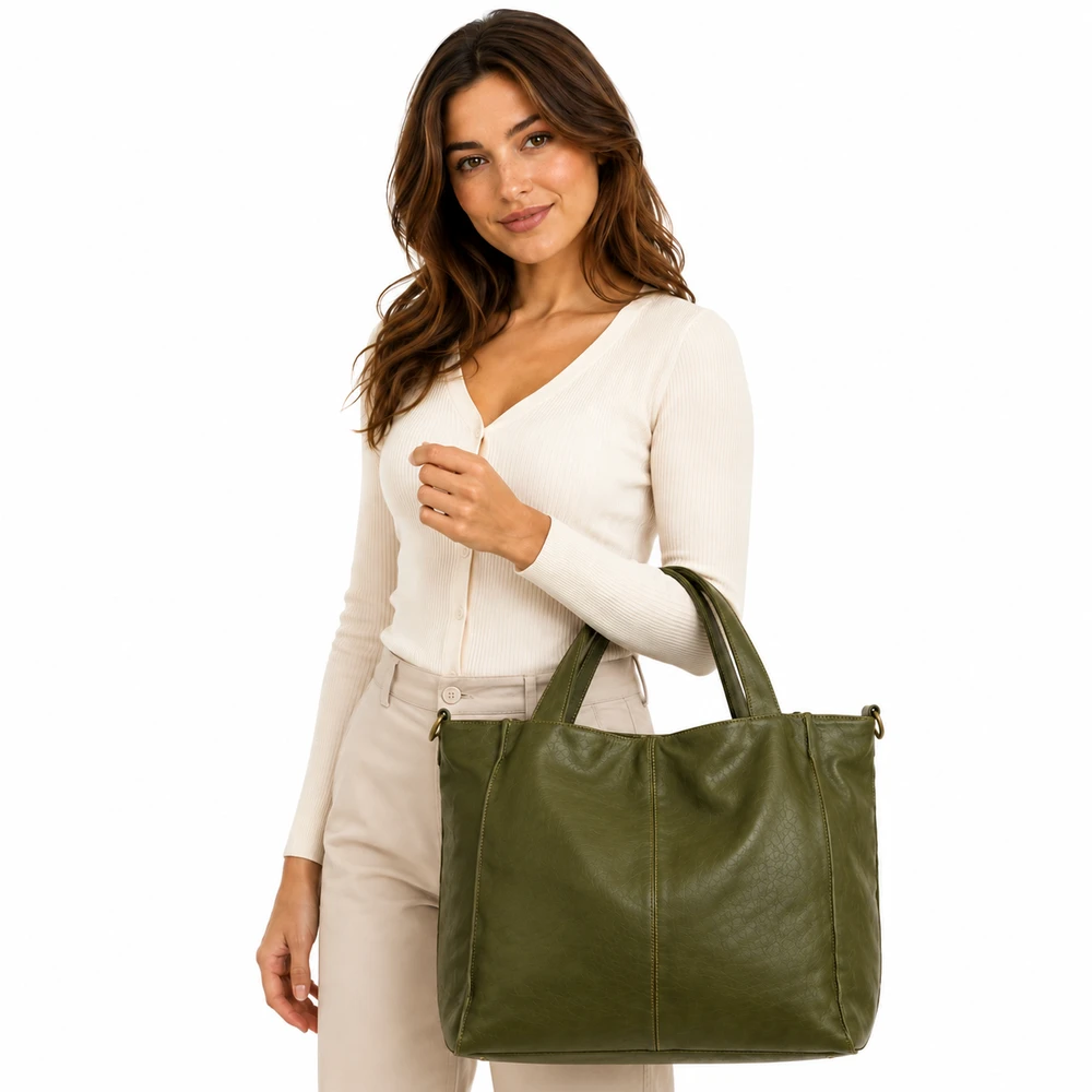 PELLE LAVATA Damska Skórzana Torebka ShopperBag A4 Old Look Minimalistyczna