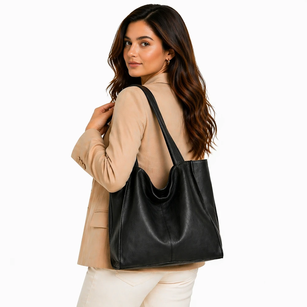 PELLE LAVATA Damska Skórzana Torebka ShopperBag A4 Old Look Minimalistyczna