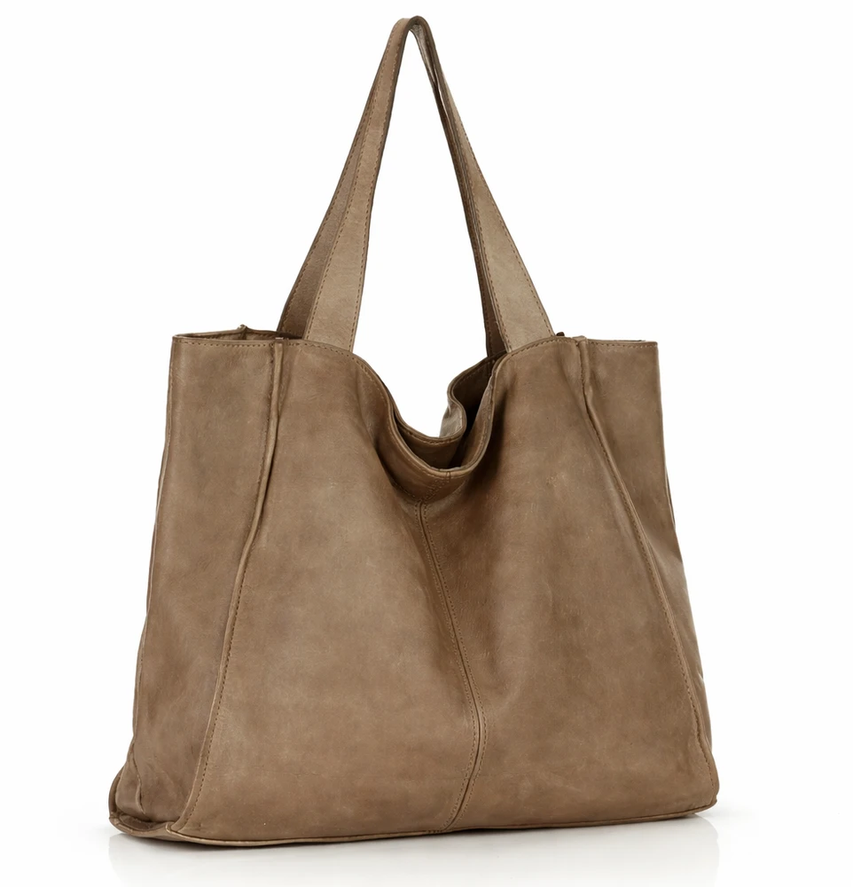 PELLE LAVATA Damska Skórzana Torebka ShopperBag A4 Old Look Minimalistyczna