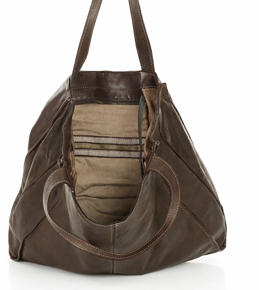 PELLE LAVATA Damska Skórzana Torebka ShopperBag A4 Old Look Minimalistyczna