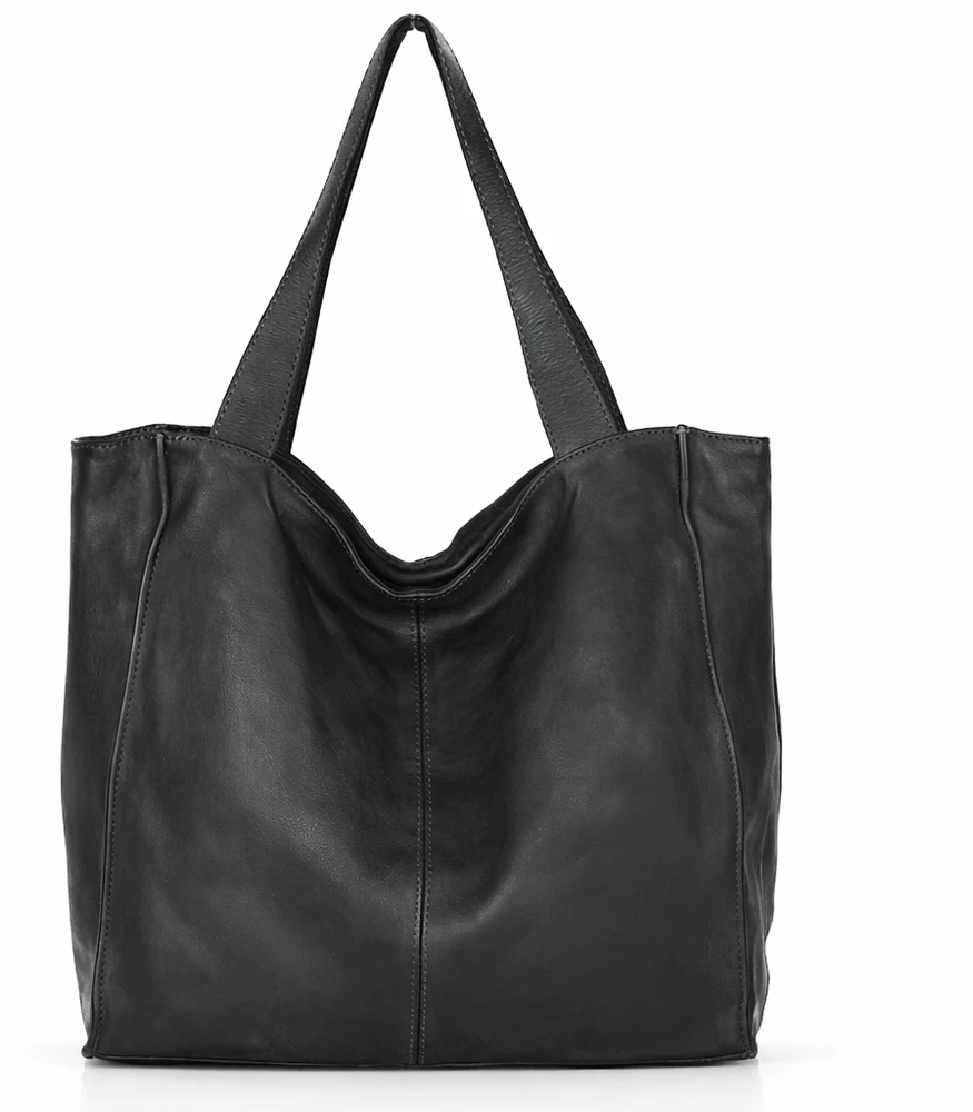 PELLE LAVATA Damska Skórzana Torebka ShopperBag A4 Old Look Minimalistyczna