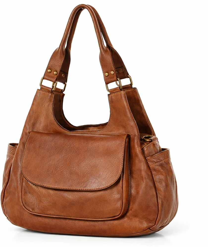 PELLE LAVATA Odinė ShopperBag Rankinė Vintage 3 Kišenės