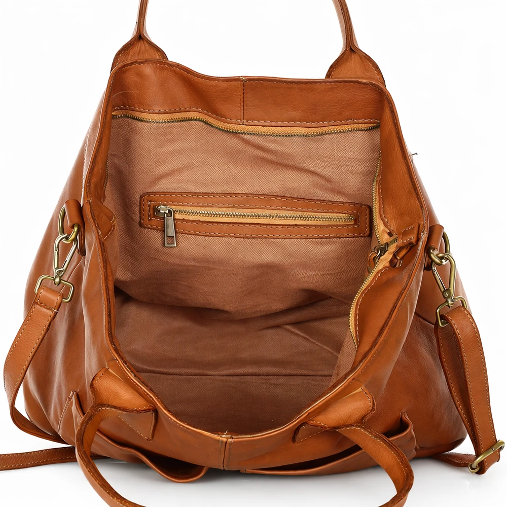 PELLE LAVATA Skórzana Torebka Shopper Bag A4 Skórzana Vintage 4 Kieszenie
