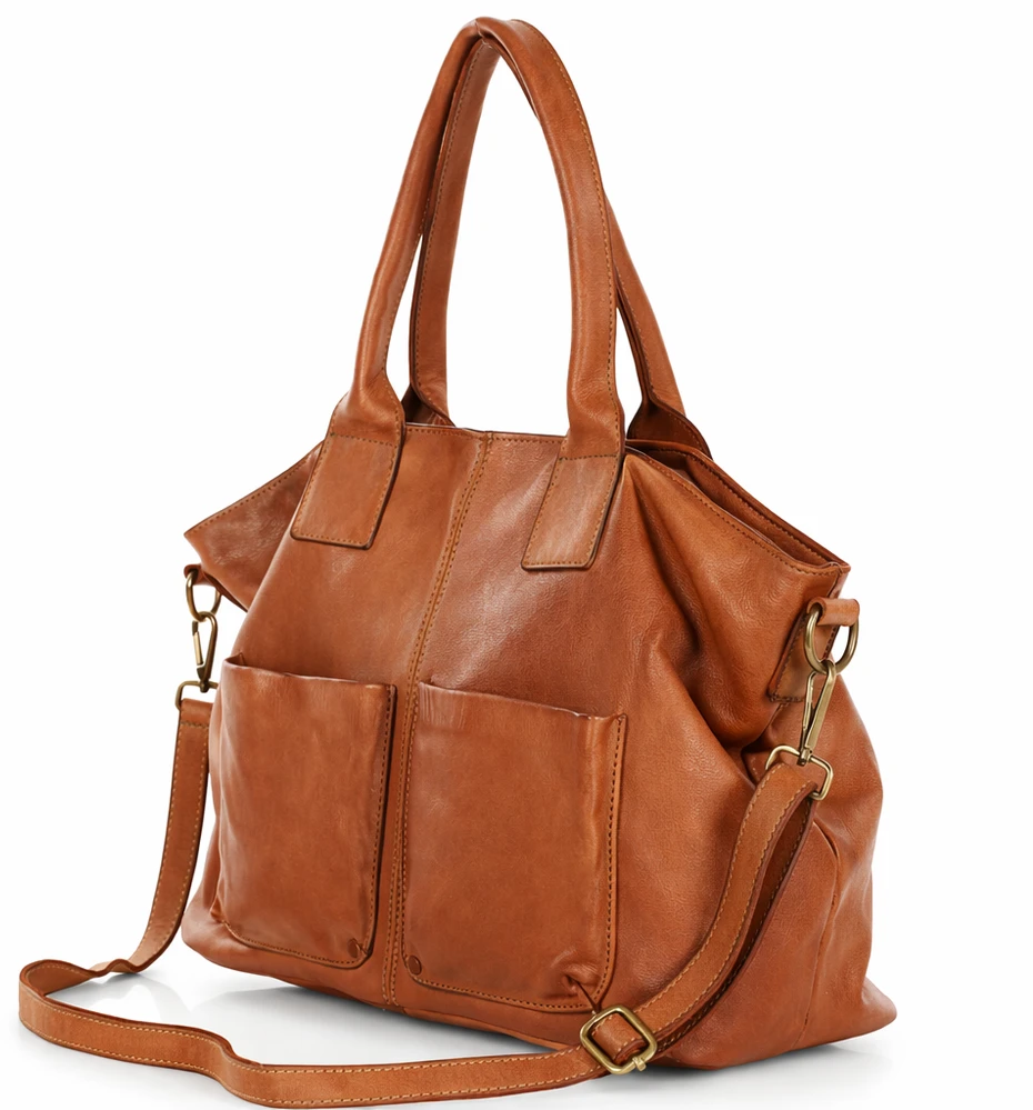 PELLE LAVATA Skórzana Torebka Shopper Bag A4 Skórzana Vintage 4 Kieszenie