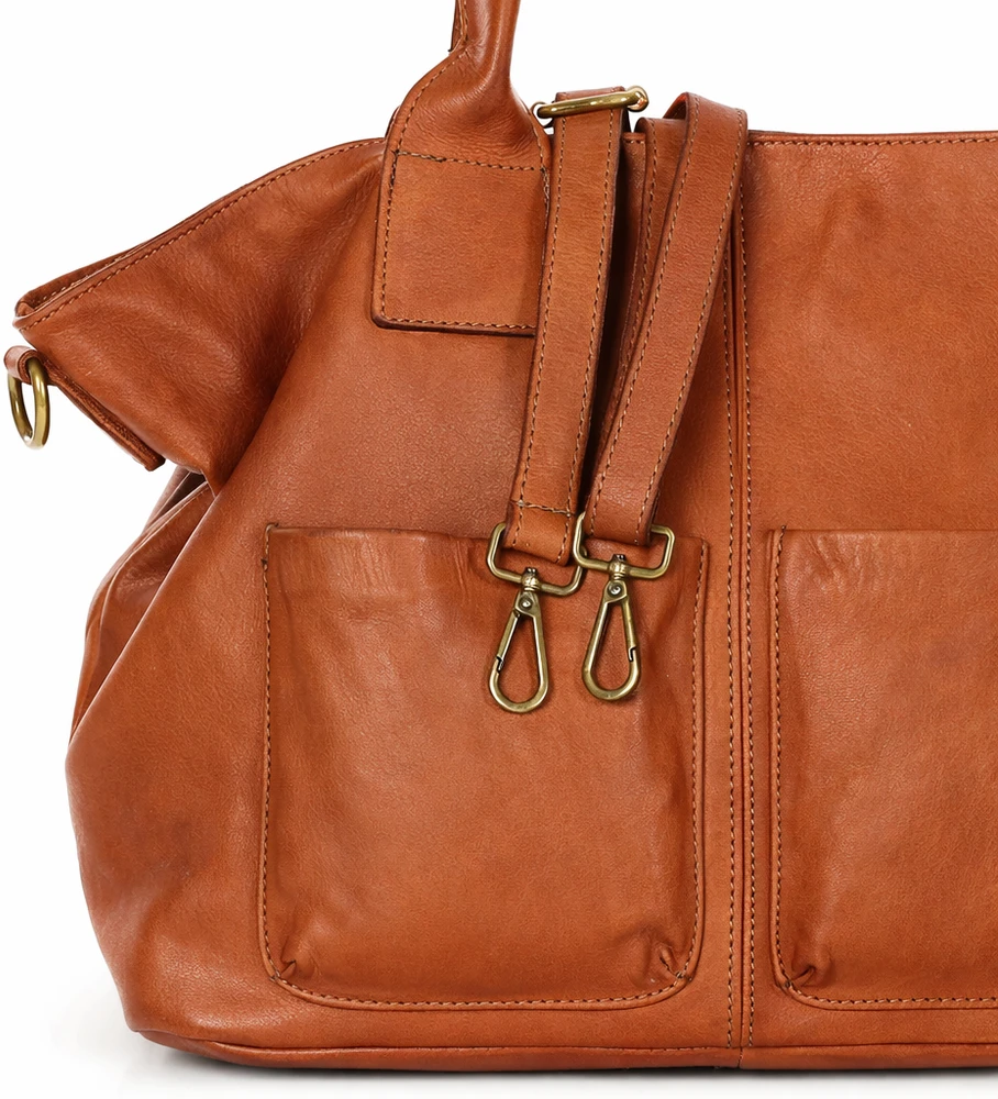 PELLE LAVATA Skórzana Torebka Shopper Bag A4 Skórzana Vintage 4 Kieszenie