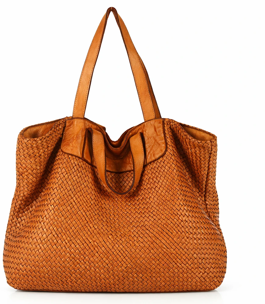 PELLE LAVATA Odinė ShopperBag Rankinė A4 Pinti Vintage Didelė