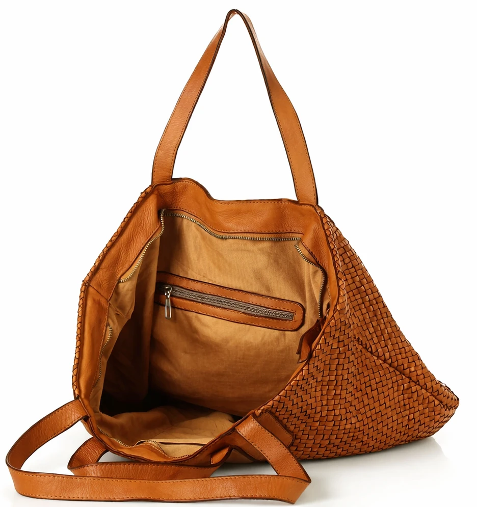 PELLE LAVATA Odinė ShopperBag Rankinė A4 Pinti Vintage Didelė