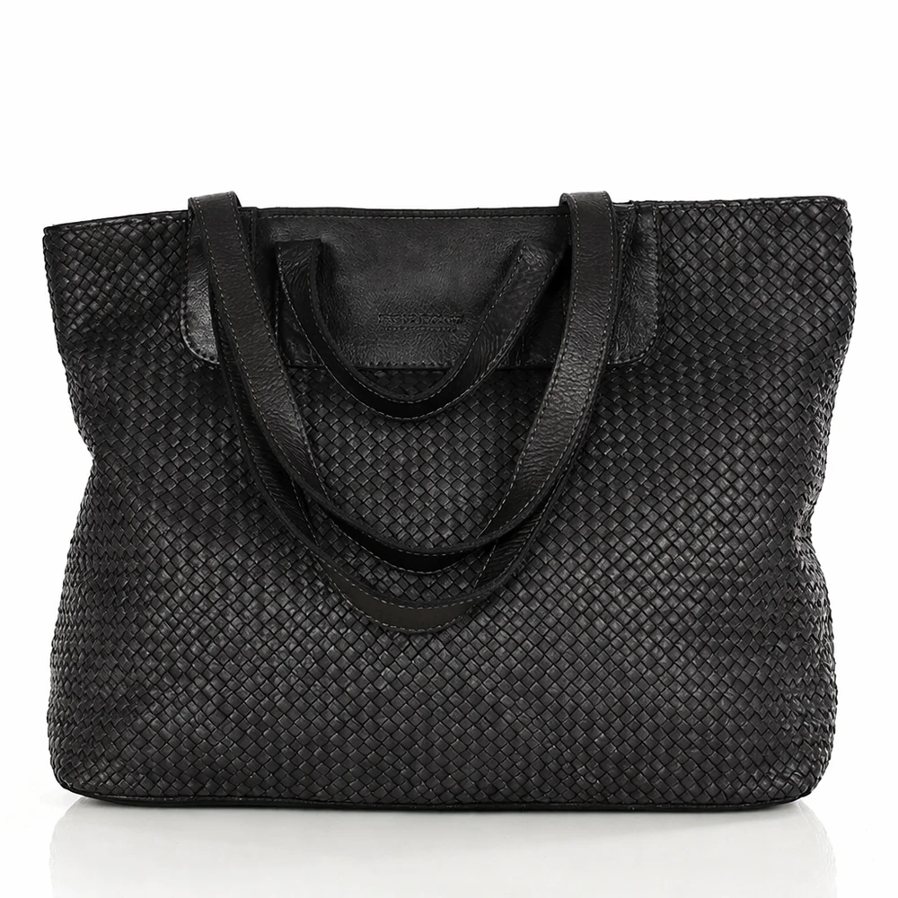 PELLE LAVATA Skórzana Torebka ShopperBag Na Ramię A4 Pleciona Vintage Duża