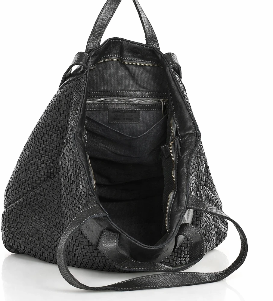 PELLE LAVATA Skórzana Torebka ShopperBag Na Ramię A4 Pleciona Vintage Duża